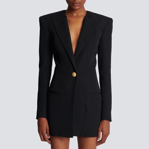 Business Blazer Dress With Ornate Gold Buttons - Picture 1 of 9